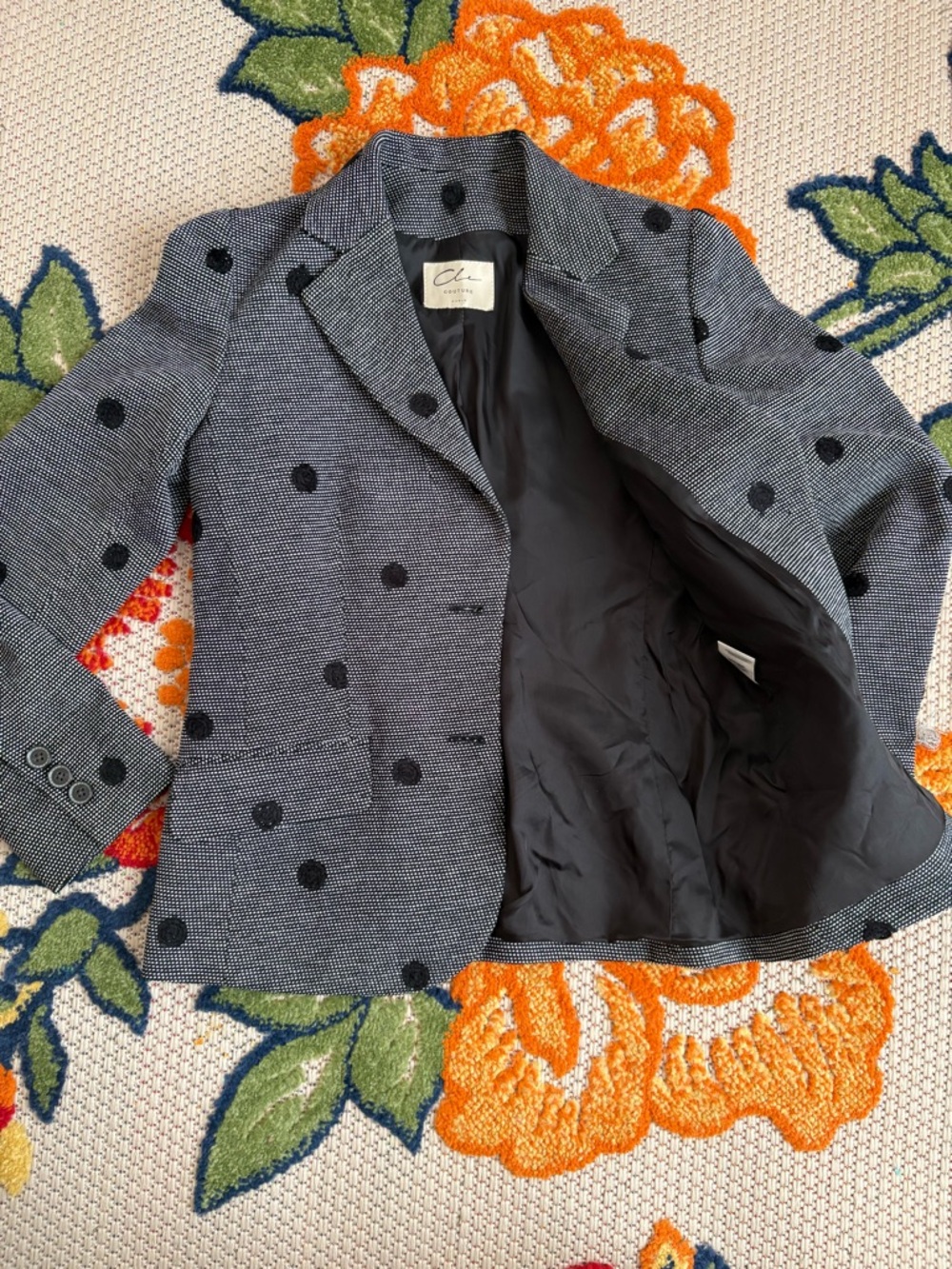 CL by White House Black Market Black Polka Dot Blazer